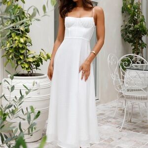 Hello Molly Elegant White Midi Dress